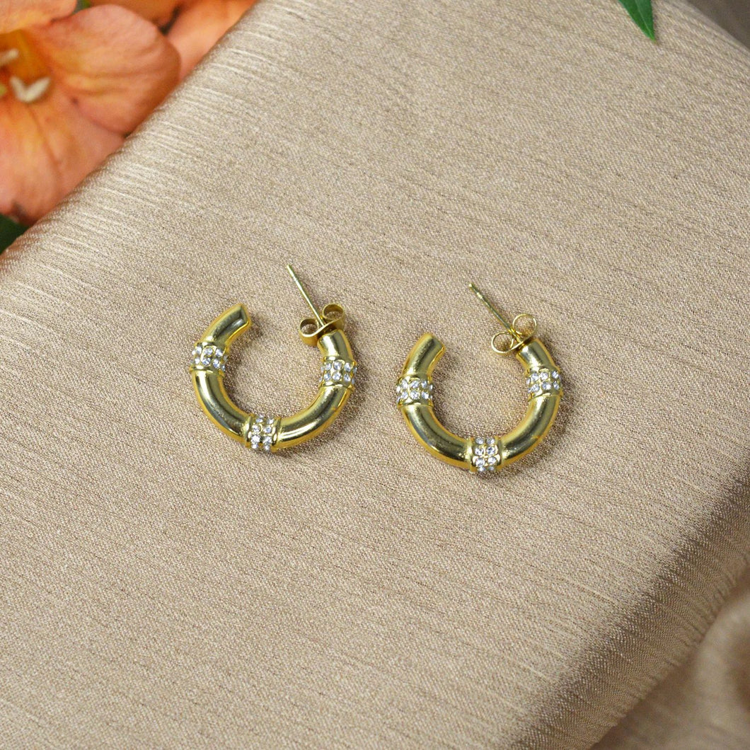gold crystal hoops