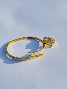 Luxury Nail Inspired Bracelet & Ring Set